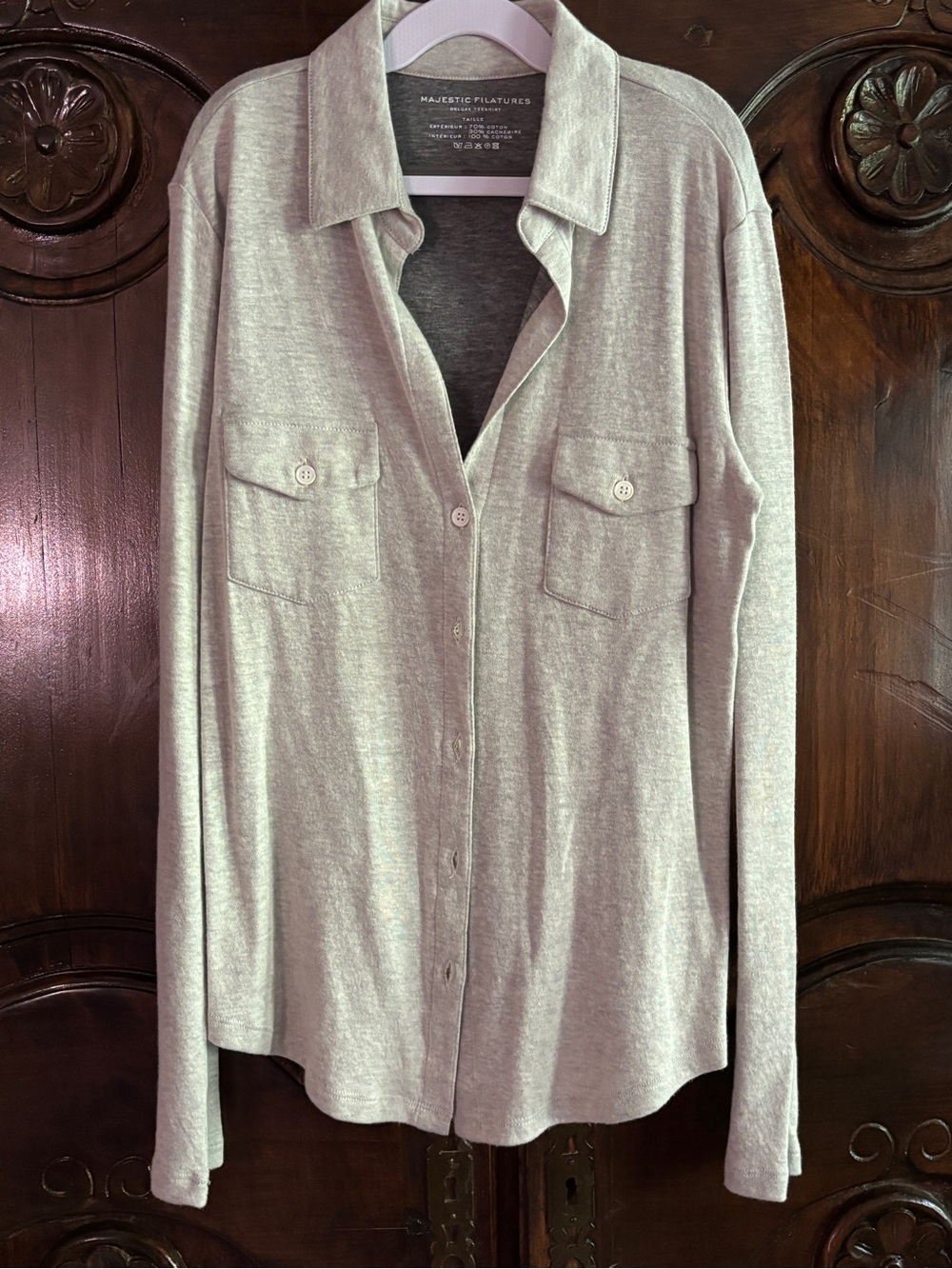 Majestic Filatures Light Gray Button-Front Shirt